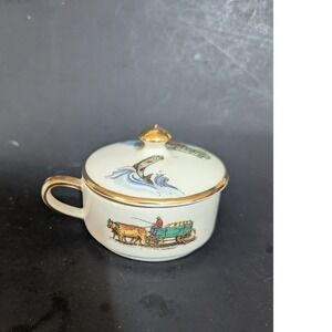 Royal Winton Old Canada Vieux Canada Miniature Lidded Pot Gold Trim 1953 England